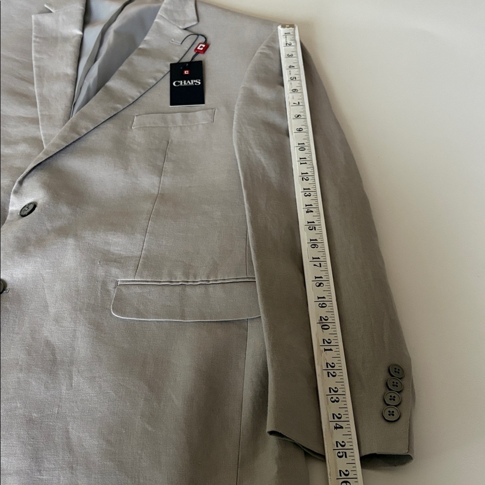 NWT Chaps Linen Blazer in Natural Two Button Lined Wedding Guest Preppy Size 48R - Picture 9 of 10